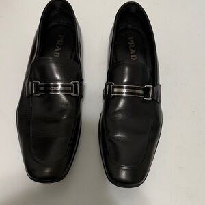 Prada Men's Elegant Black Leather Slip-Ons